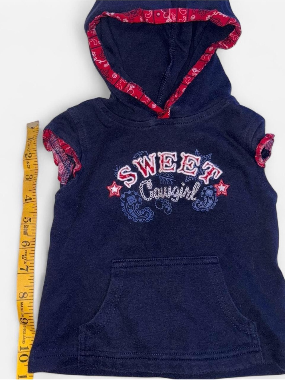 Sweet Cowgirl Navy Sleeveless Hooded Tank for Kids